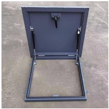 pujindu Trampilla De Techo Con Tapa De Pozo, Placa De Cubierta De Trampilla De Techo Con Cerradura Galvanizada, Tapa De Salida De Escaleras De Ático Para Evitar Que Entre La Lluvia(LxW-75x75cm/29.5x29