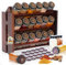 Elegantes dunkles Gewürzregal Holz Stehend & Wand 18 GEWÜRZGLÄSER 25 ETIKETTEN Gewürz Organizer Spice Rack Kitchen Shelf Wood Vintage Gewürzständer - Gewürzregalsystem Hängend - Gewürzaufbewahrung