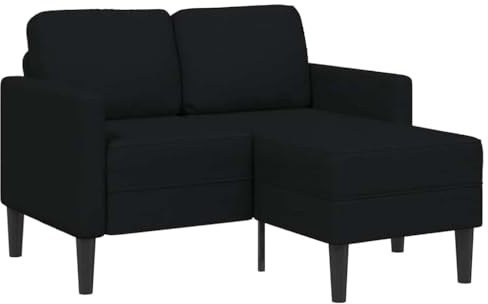 vidaXL 2-Sitzer-Sofa mit Chaiselongue L-Form Schwarz 125 cm Stoff, 2-Sitzer-Sofa für Schlafzimmer, Zweisitzer-Couch, 125 cm x 118 cm x 85 cm, Metall, Massivholz, Sperrholz, Polyester