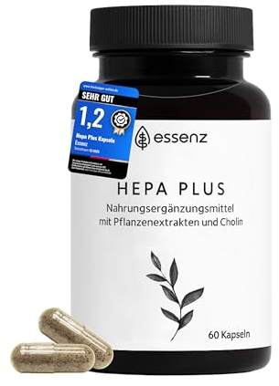 ESSENZ - Hepa Kapseln - Hochwertige Leber Kapseln mit Mariendistel Artischocke Löwenzahn. Natürliches Nahrungsergänzungsmittel zur Unterstützung der Lebergesundheit. Inhalt: 60 Kapseln