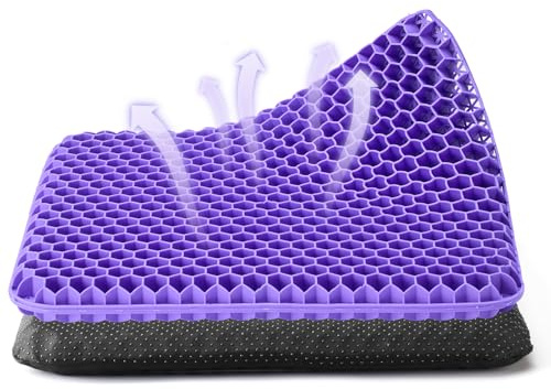Dyserbuy Gelkissen Sitzkissen, Waben-Design Soft Sitter, Gel Sitzkissen mit linderndem Steißbeinschmerzen für Büro, Auto, Zuhause, Rollstuhl und Stuhl, Lila