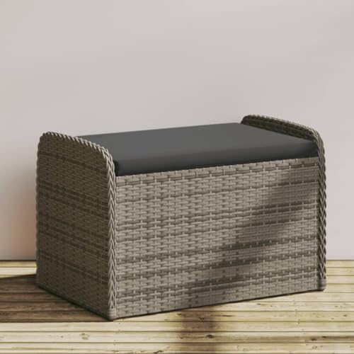 Gecheer Cassapanca da Esterno con Cuscino, Portaoggetti con Apertura a Gas, 80x51x52 cm, Rattan PE e Acciaio Verniciato, Seduta Comoda per Giardino, Terrazza e Patio