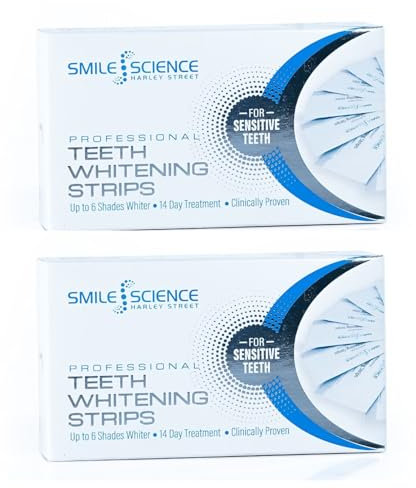 Tiras blanqueadoras de dientes, 56 tiras, paquete doble, hasta 6 tonos más blancos en 14 días, 100% seguras para esmalte, veganas (2)