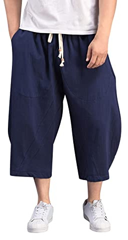 Pantaloncini estivi da uomo 3/4 baggy bermuda leggeri, pantaloni corti da jogging, pantaloni capri, pantaloni tinta unita con tasche, pantaloni estivi a tre quarti, yoga, spiaggia, pantaloni da lavoro