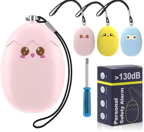 Personal Alarm for Women Extra Painc Button Loud Double Speakers 130DB, Panic Alarm First with Low Battery Notice with Strobe Light, Safety Alarm Keychain Siren