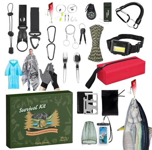 Calendario Dèll'Avvento Kit Sopravvivenza 2025 - Conto alla Rovescia Natalizio 24 Giorni | Cofanetto Sōrpresa con Attrezzi e Gadget da Esterno | Idea Regalo per Uomo, Campeggio, Escursionismo e Pèsca