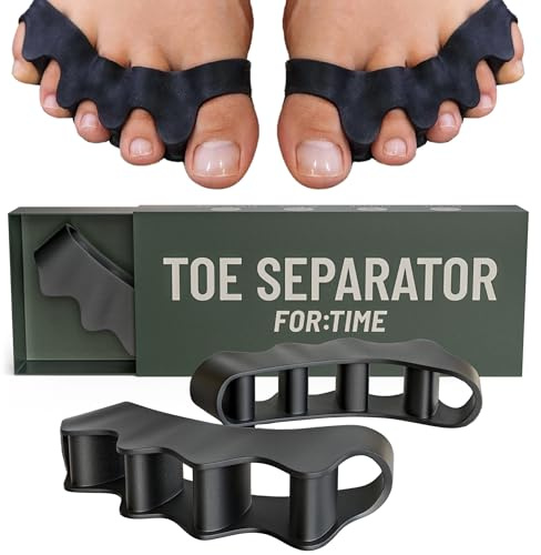 Toe Separator - 1 Pair Gel Toe Spacers for Overlapping Toes - Foot Realignment - Silicone Toe Straighteners for Bent Toes, Bunion Correction Toe Correctors, Toe Spreaders (Black, One Size)
