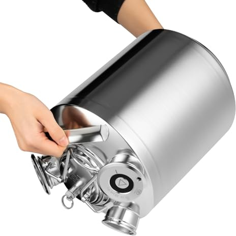 KumuJ 3-Kopf Reinigungsgerät Bierreinigungsfass, 10L Edelstahl Bierleitungsreinigungsgerät Bierfass mit Deckel, Reinigungsbehälter Zapfanlage Bierkoffer Reinigungsfass für Bierzapfanlage