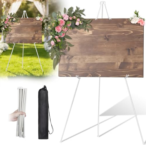 Cavalletto Pittura,Cavalletto Pittura 160 cm per Esposizione, Pavimento Portatile Cavalletto Telescopico da Pavimento,Ideale per Matrimoni, Poster e Interni, Esterni, Bianco