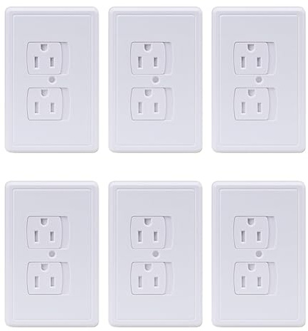 Kopinma 6-Pack Safety Self-Closing Outlet Covers, Wall Socket Plate Automatic Sliding Cap Cover for Child Proofing Outlets