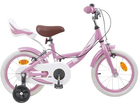 LoogCape barncykel tum för 2–4 år gammal ljusrosa med justerbart styre och sadel, robust stålram för säker körglädje i vardagen, lämplig för stad, terräng och fritid