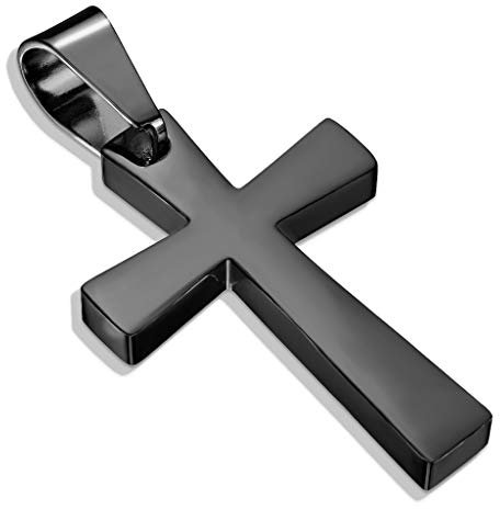 Bungsa Unisex Anhänger Kreuz schwarz aus 316L Edelstahl