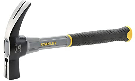 STANLEY Martillo Sacaclavos Grafito Encofrador, Distribución del peso del martillo, Peso 750gr, Mango bi-material, Mango de Fibra de Vidrio, Durabilidad y Comodidad, STHT0-54123