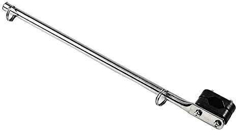 Marine City 316 Stainless Steel Rail Mounted Flag Strong Sturdy Pole Base Bright-Polished Attractive Staff Black Cooperate with Plastic for Marine Boat Yacht Pontoon