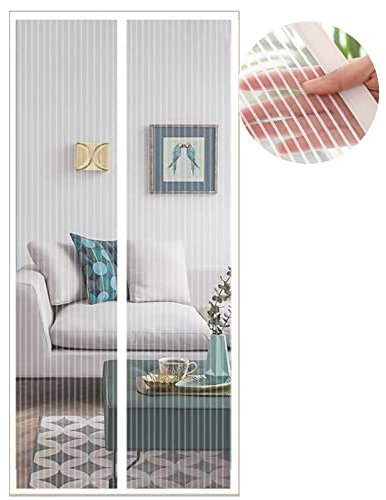 Magnétique Moustiquaire pour Porte, 85x205 cm Rideau de Porte Antimoustique, Blanc Moustiquaire Mailles ultra fines pour Couloirs, Portes, Patio, Fermeture Automatique