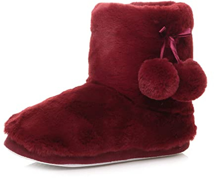 AJVANI winter slipper pom pom faux fur lined knitted ankle boots size 6 39