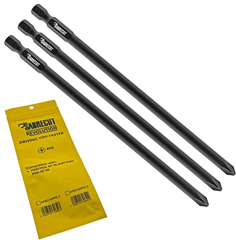 3 x SabreCut AFSC152PH2_3 152mm PH2 for Festool AF 55-DWP/DWC PH2-AF-55 Autofeed Collated Drywall Screwdriver Gun Bit Single Ended Phillips No.2 Heavy Duty