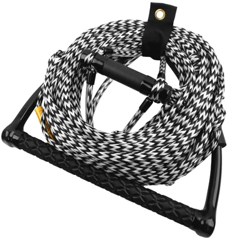 Obcursco Wakeboard Rope, 75FT Water Ski Ropes with EVA Handle, 4 Sections Wake Board Rope for Water Skiing, Wakeboard, Kneeboard (75FT,White & Black)