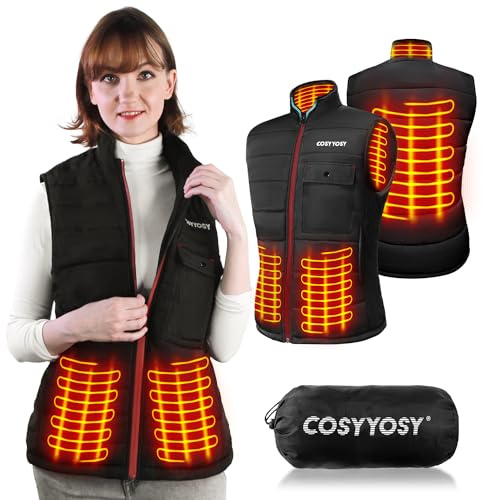 Heated Gilet for Women Vest, USB Electric Body Warmer, Heating Jacket Washable with 3 Heating Level | 4 Heat Up Zone | 6 Pocket, Lady Lightweight Slim Waistcoat, IP67 Winter Outdoor Self Warm Clothing