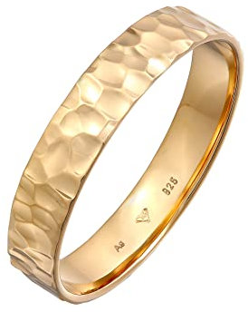 Kuzzoi Herrenring (4 mm) Handgefertigt, Bandring für Männer aus 925 Sterling Silber vergoldet, Ehering Verlobungsring Freundschaftsring, Ring Gold gehämmert, Ringgröße 62, 0604282922_62