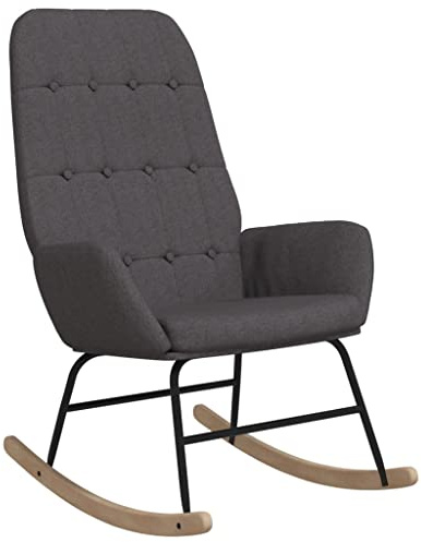 vidaXL Silla Mecedora Balancín Reclinable Asiento Butaca Sillón Acolchada Salón Sala de Estar Relajación Muebles Mobiliario de Tela Gris Oscuro