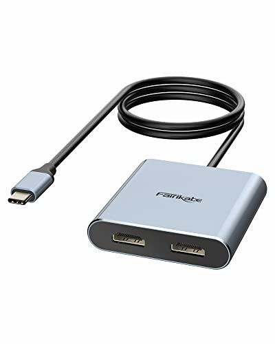Adaptador USB C a HDMI Dual 4K 60 Hz, Pantalla extendida para 2 monitores, concentrador Tipo C, estación de Acoplamiento múltiple para portátiles (Requiere Modo Alt de DP)