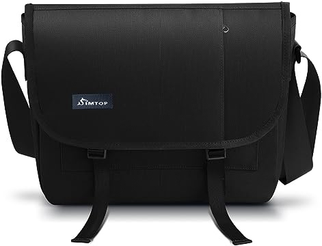SIMTOP Funda para Tablet Bolso Bandolera Para Hombre,Bolso de Estudiante Con Correa Acolchada Para el Hombro,Para el Trabajo, la Escuela Negro
