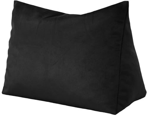 Lesekissen Rückenkissen Ergonomisch Keilkissen für Bett und Sofa - LATEX Schaumstoff Füllung Ideal als Rückenstütze - dreieckiges Lesekissen - Rückenstützkissen Rückenlehnekissen - SCHWARZ