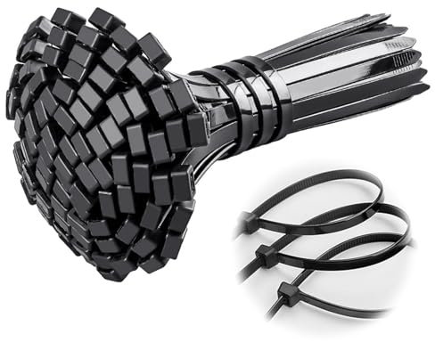 100 Stück Kabelbinder Schwarz UV Beständig Halter Stark Selbsthemmend Kabelbinder 300mm × 7.6mm, mit 75 kg Zugfestigkeit