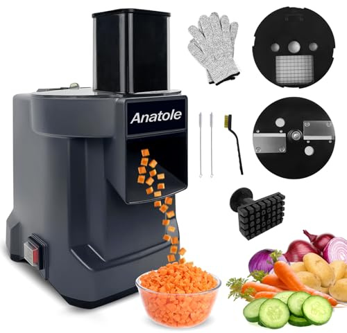 Anatole Tagliaverdure a Cubetti Elettrico Affettatrice per Verdure Frutta Professionale Mandolina Multifunzionale con 2 Lame in Acciaio Inox per Carota Patata Cipolla 100W 220V
