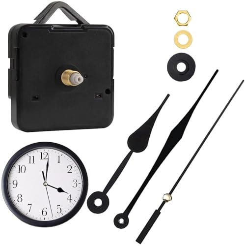 BRITECO Silent Quartz Clock Mechanisms Battery Powered - DIY Wall Clock Movement Replacement Kit with 2 Pairs of Hands,ABS and Aluminum, Easy Install for Home Office School