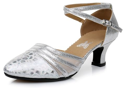 Scarpe da ballo Salsa Latina da donna, con cinturino, tacco a blocco, pumps, 39 EU