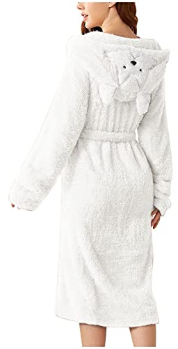 Generico Vestaglia da Donna In Pile Corta con Cappuccio, Accappatoio Flanella Tinta Unita Vestaglie Invernale Piscina Accappatoio da Casa Donna Leggero Pile, Accappatoi per Casa Hotel Spa