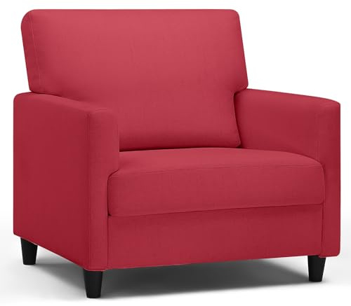 COMHOMA Poltrona Relax per TV, Poltrona Lounge per Soggiorno, Divano Singolo per Camera da Letto, Angolo Lettura, Seduta Laterale con Morbido Memory Foam, Rivestimento in Lino, Rosso