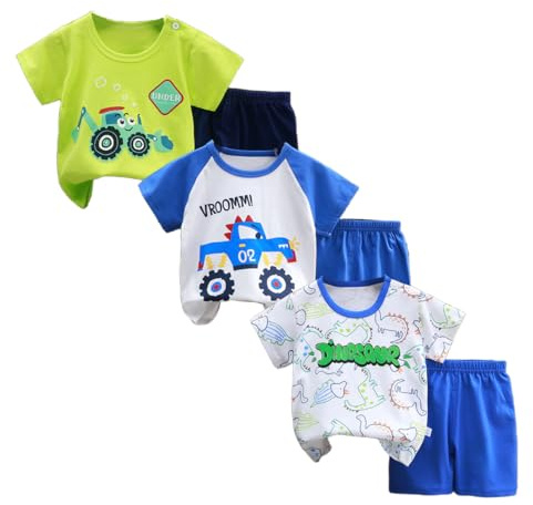 XM-Amigo 3-delat set med korta ärmar för barn nyfödd pojke pojke halvlång ärm, 6-pack (6 månader - 5 år), Pojke08, 18-24 M�nader
