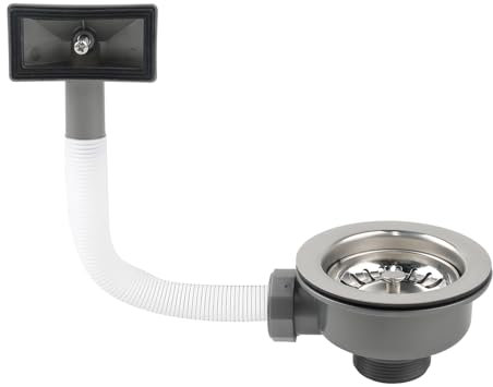 BDHYYM Desagüe para fregadero, sifón de 114 mm, fregadero de cocina con rebosadero, cesta colador para fregadero, adecuado para la filtración del fregadero de cocina