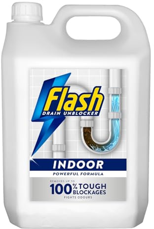 Flash Indoor Sink and Drain Unblocker, 5 Litre, Powerful Formula, Removes Tough Blockages