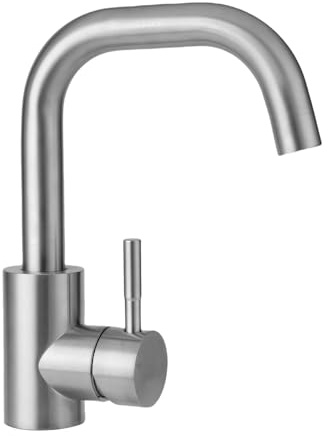 Serenfira Einhebelmischer Armatur in Silber, 360° drehbarer Wasserhahn aus SUS304 Edelstahl, Hochdruck Mischbatterie mit Luftsprudler, rostbeständige Armatur für Küche und Badezimmer