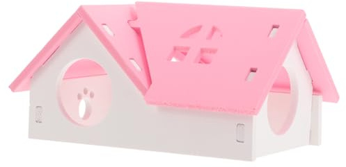 Toyvian Maison en Bois-Plastique Composite pour Hamster et Chinchilla, Cabane Rose Multifonctionnelle Offrant Un Espace Privé pour Se Détendre et Dormir
