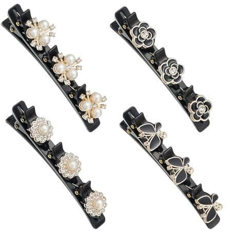 Shwdsy Épingle à Cheveux, 4 Pièces Accessoire Cheveux Femme, Double Couche Fermagli per Capelli, avec 3 Pinces, Idéal pour un Usage Quotidien, les Fêtes et les Voyages