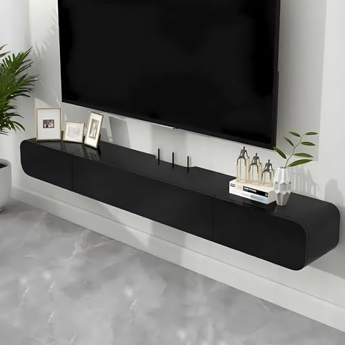 Ahtadums Legno massello Mobile TV Sospeso, Console TV Galleggiante Multimediale Moderno, Con cassetti e ante, Nessun assemblaggio richiesto Mobili Soggiorno (Nero B, 120cm)