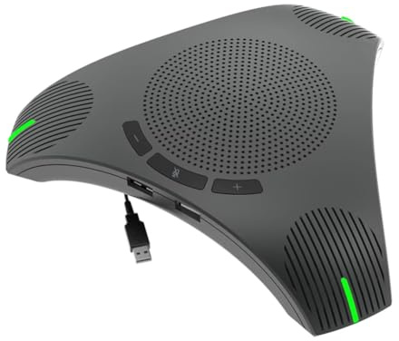 Asyduey Micrófono de Conferencia con Altavoz USB, Micrófono Omnidireccional para Computadora, Captación de Voz de 360° y Tecla de Silencio.