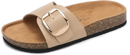 ARRIGO BELLO Sandales Femme Été Mules Boucle Réglable Chaussons Antidérapants Décontractés Plates Liège Chaussure Piscine Plage Pantoufles Taille 36-41