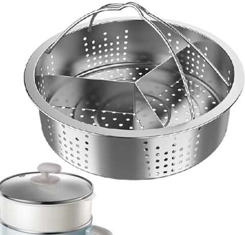 Generico Set di Cestelli per in Acciaio Inossidabile da 3 Pezzi | Griglia per E Separatori per Pentola A Pressione | da Cucina per Una Rapida Cottura A di Verdure, Carni, Dolci E