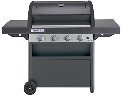 Campingaz Gasgrill Class 4 LBD, 4 Brenner aus Edelstahl, Leistung 12,8 kW, einfaches Reinigungssystem, InstaClean, Grill und Plancha aus doppelt emailliertem Stahl, 2 Seitenablagen