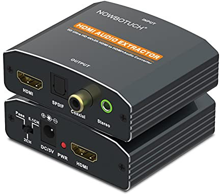 HDMI Audio Extractor Splitter 4K Convertitore audio da HDMI a HDMI + coassiale + ottico Toslink SPDIF + audio analogico stereo da 3,5 mm, adattatore audio HDMI per PS4/5, Fire TV,e altro