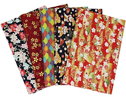 aufodara 5 pièces 50 x 50 cm Tissus Coton Style Japonais Bronzant Imprime Patchwork Couture Quilting Scrapbooking Loisir Créatifs DIY Fabric à la Main en Tissu à Coudre (Rouge, Navyblue)