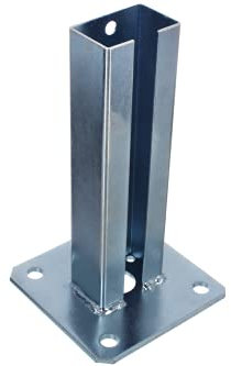 NAJDER Support Poteau à Visser Rectangulaire pour Profilés 60x40 mm, Ancrage Manchon de Sol, Acier Galvanisé à Chaud, Fixation de Clôture