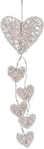 Wicker Heart Led String Light Wall Hanging Wicker Hearts Led String Lights Operated Rattan Decal,LED Rattan Hearts Wall Decals Wall Hanging for Wedding Party Ornaments Craft Gifts (No Battery)