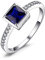 JewelryPalace Quadrat Erstellter Saphir Ring Damen, Blau Stein Schmuck Set, Verlobungsring Solitär Ring Silber 925 Damen Ring Mit Stein, Silberringe Damen 925 Ringe Frauen Zirkonia Damenring 57